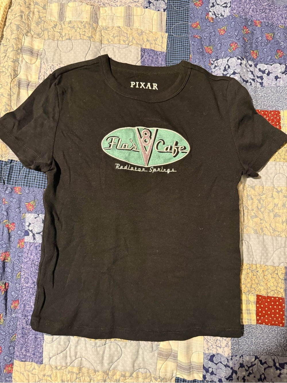 Disney Pixar Black Graphic Tee with Mint and White Logo